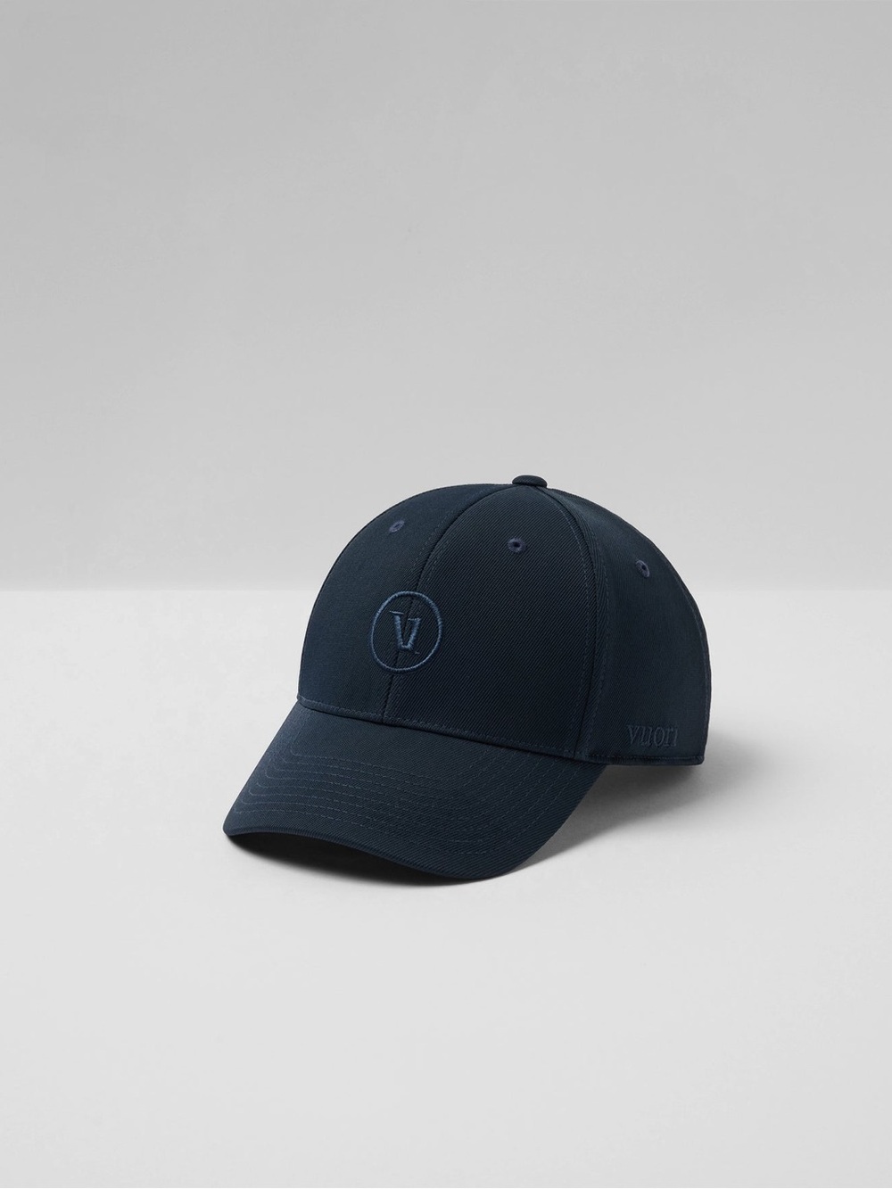 Vuori Signal Golf Hat Navy Blue Tonal Logo Strapback Baseball Cap Sporty Active